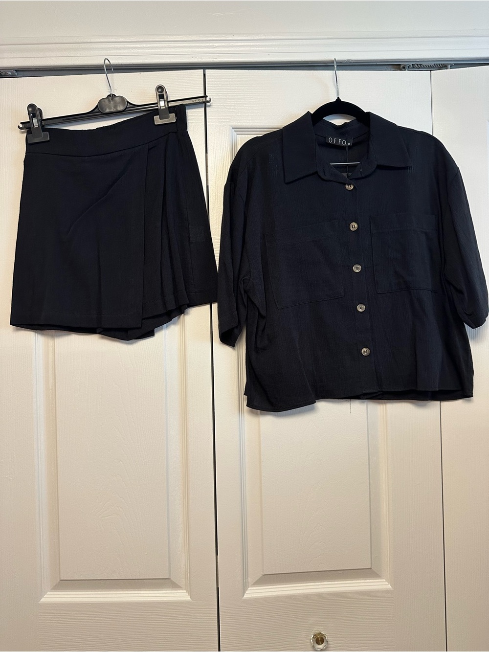 Black Wrap-Front Skort and Button up Top - Classic Lightweight Style